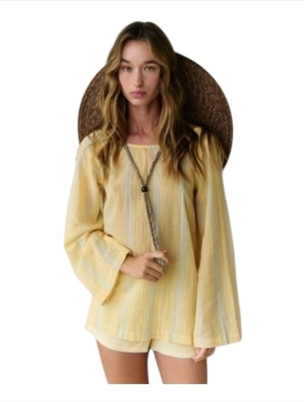 Free People Salt And Stripes Short Set In Daffodil Combo Size S